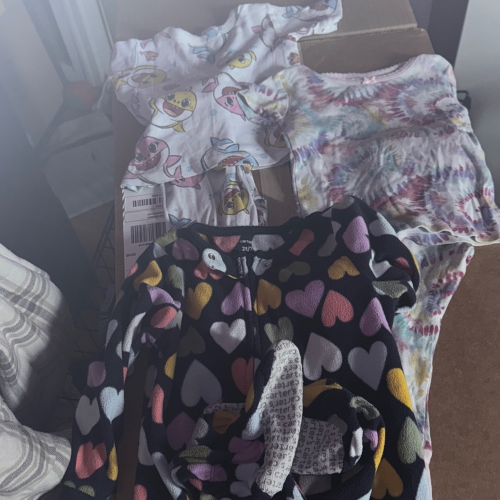 Carter footed PJ’s - Baby Shark 2 piece and Tye Dye 2 piece